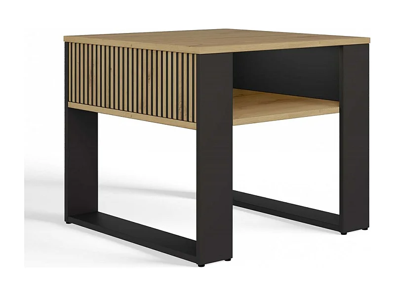 MINI - Table basse carré industrielle - 58x58x50 - Table basse avec étagère