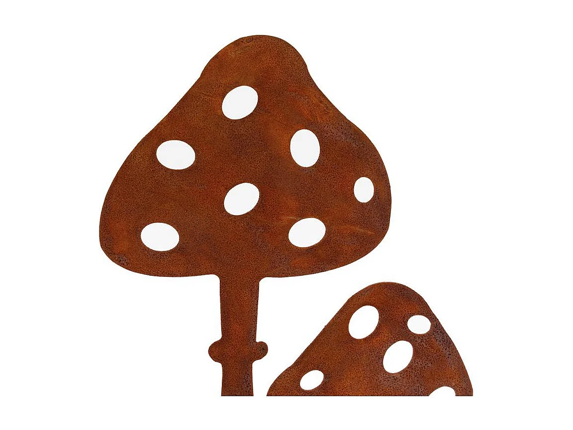 Décor champignons sur pied en métal vieilli Lot de 2