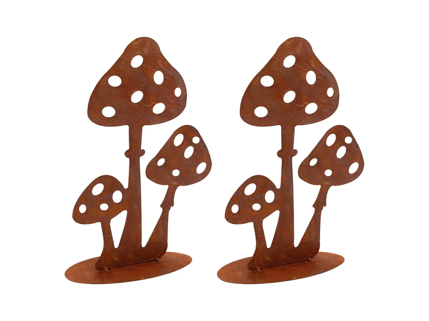 Décor champignons sur pied en métal vieilli Lot de 2