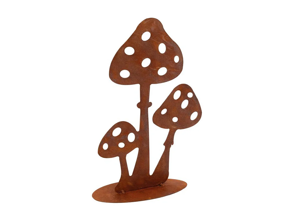 Décor champignons sur pied en métal vieilli Lot de 2