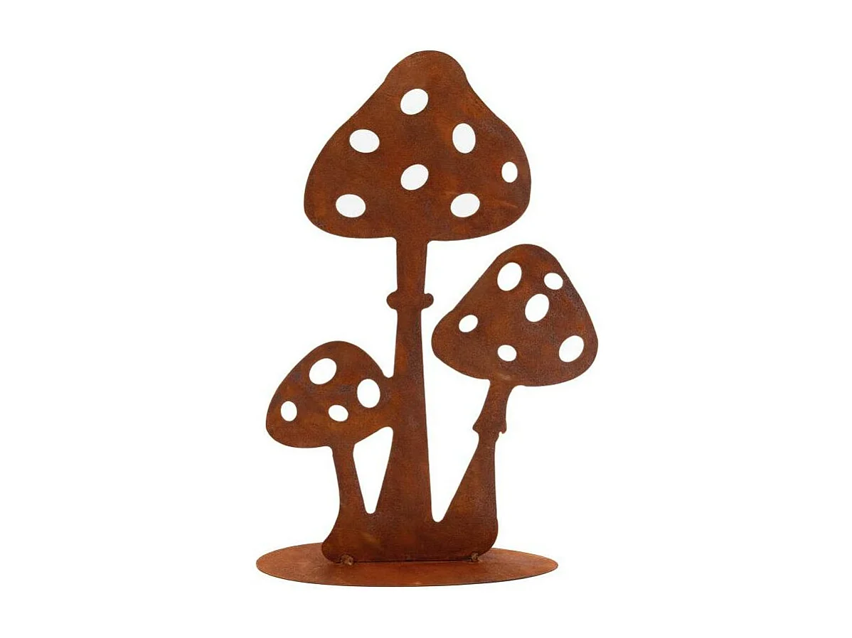 Décor champignons sur pied en métal vieilli Lot de 2