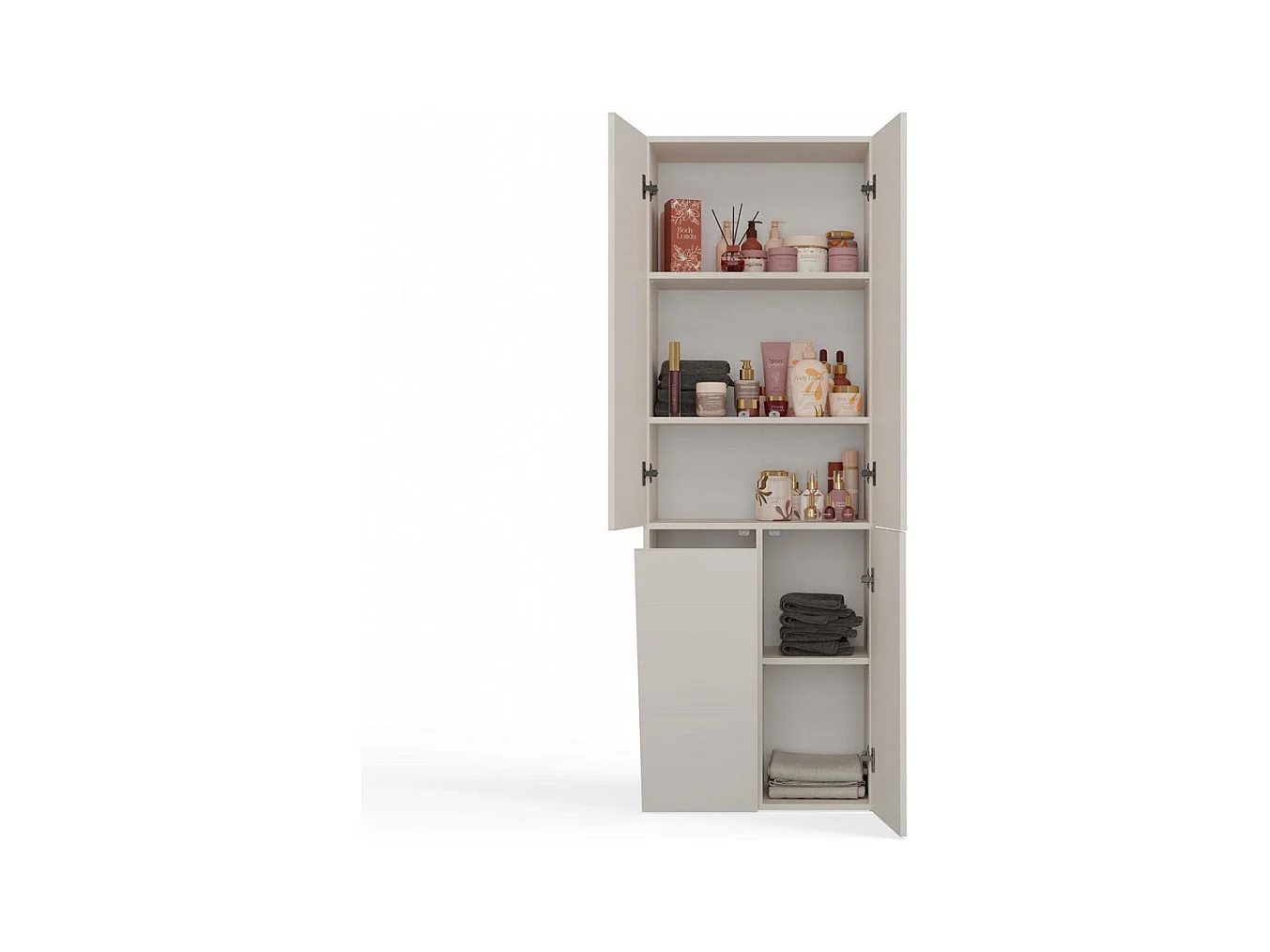 Słupek Łazienkowy Nel 1K DD | Kaszmir | 60x30x174 cm | Szafa/Regał, Półki