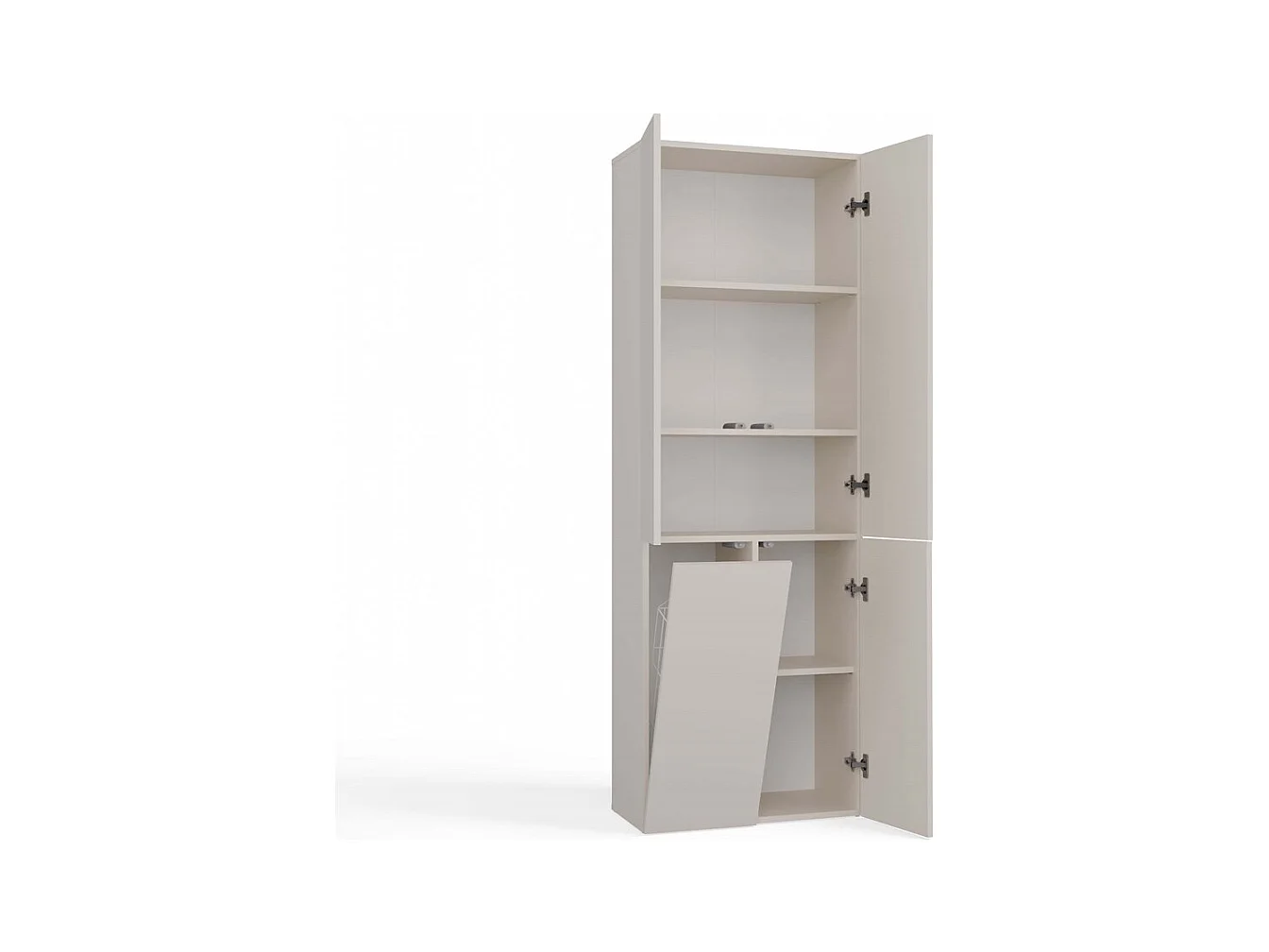 Słupek Łazienkowy Nel 1K DD | Kaszmir | 60x30x174 cm | Szafa/Regał, Półki