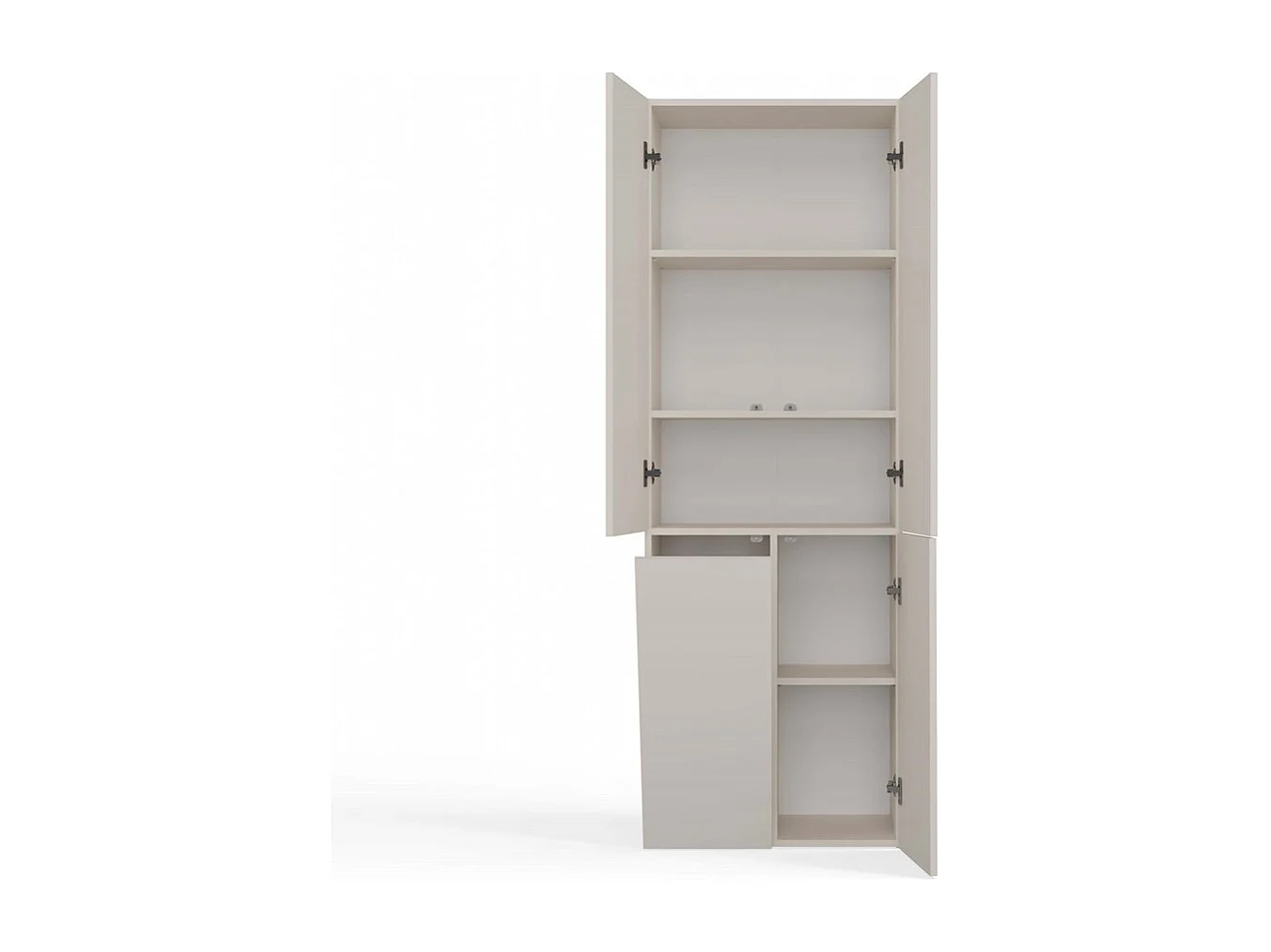 RORY - Armoire de salle de bain avec panier - Dimensions 174x60x30 - Meuble de rangement salle de bain espace buanderie - Beige