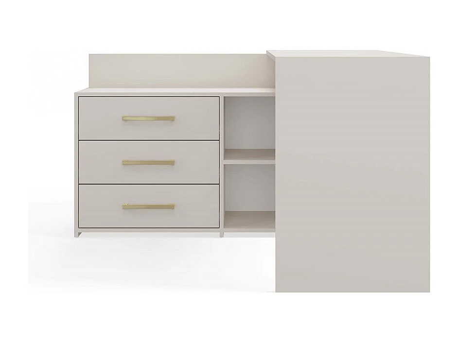 MOLINE - Escritorio esquinero con almacenaje - 3 cajones + 2 estantes - 120x50x76 cm - Escritorio para ordenador