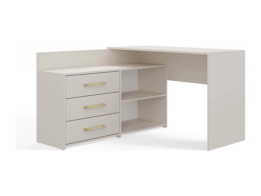 MOLINE - Escritorio esquinero con almacenaje - 3 cajones + 2 estantes - 120x50x76 cm - Escritorio para ordenador