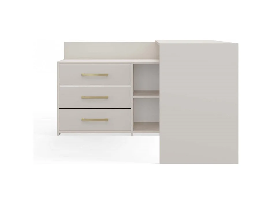 MOLINE - Hoekbureau met opbergruimte - 3 lades + 2 planken - 120x50x76 cm - Computerbureau - Beige