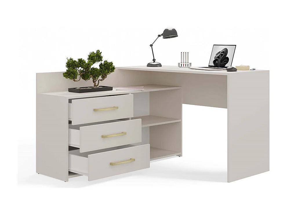 Biurko DANY | Kaszmir | 120x50x76 | Narożne z  3 Szufladami