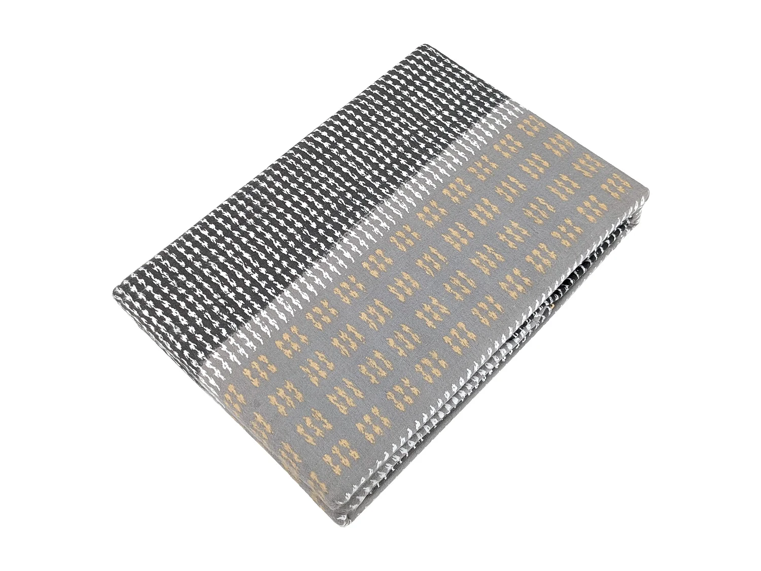 Parure de lit 3 pièces : housse 200x200 cm taies 65x65 cm 100% flanelle de coton JULES gris/jaune