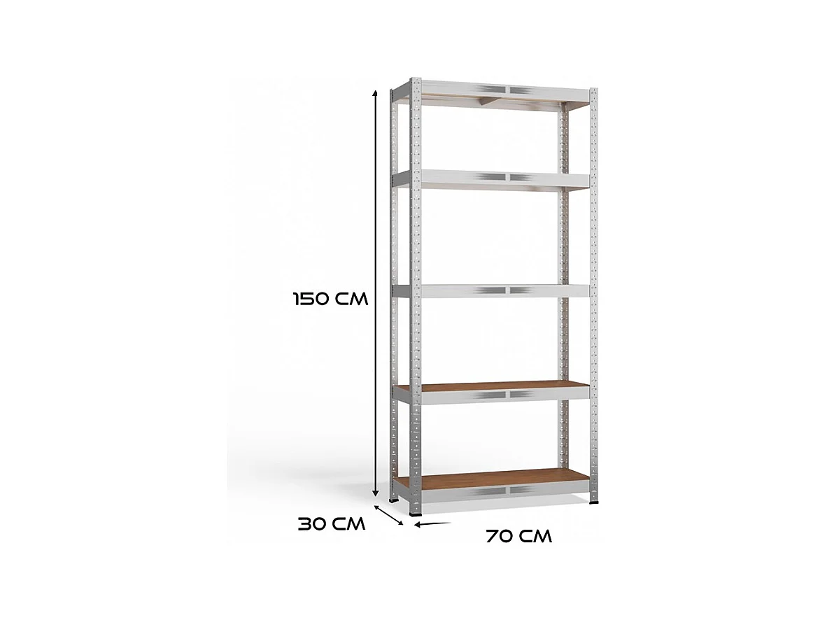 Regał Magazynowy G7030 | Metalowy Stelaż 5 Półek | 70x30x150 cm