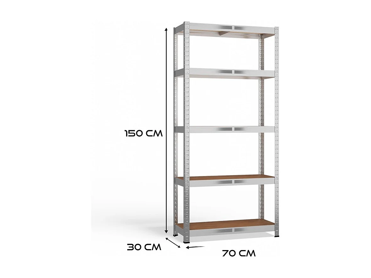 Regał Magazynowy G7030 | Metalowy Stelaż 5 Półek | 70x30x150 cm