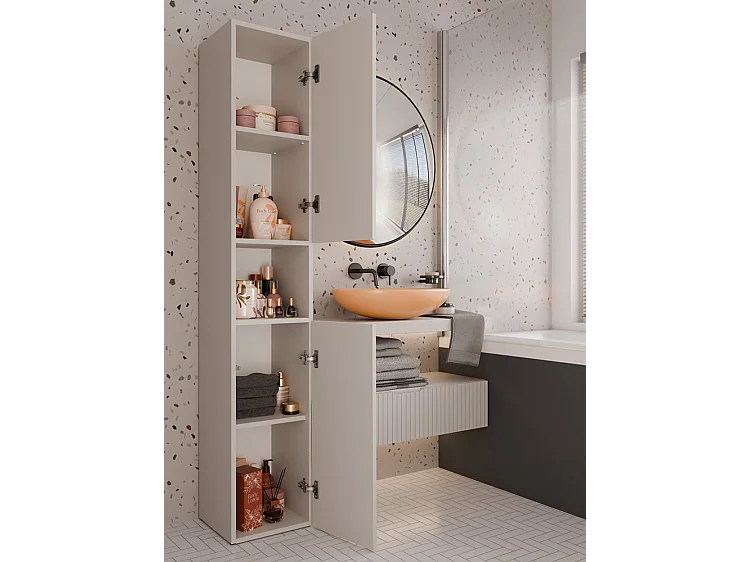 LUANA - Mueble de baño con 2 puertas - 31x30x174 cm - Columna de almacenaje para baño