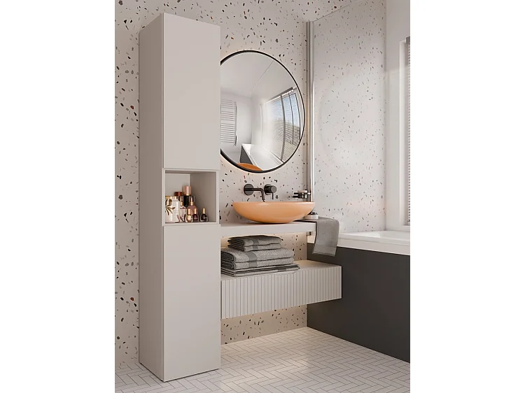 LUANA - Mueble de baño con 2 puertas - 31x30x174 cm - Columna de almacenaje para baño