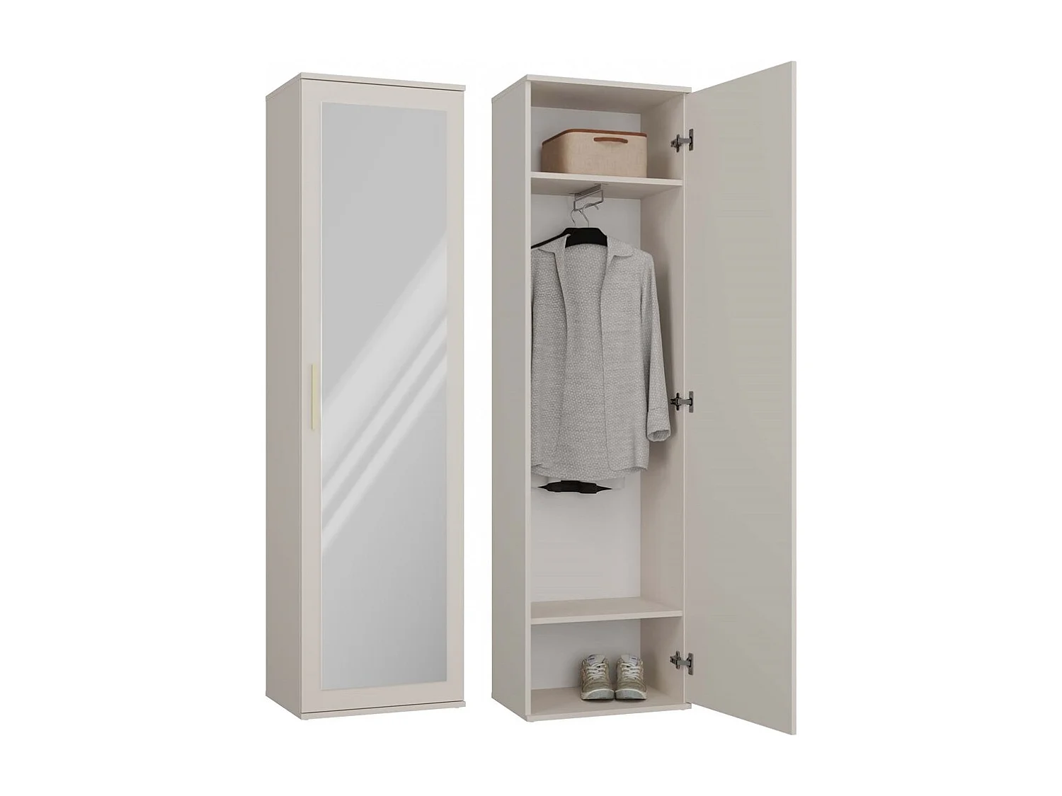 ATARA - Armadio da sala con grande specchio - 180x50x35 cm - 2 ripiani + spazio per appendere - Mobili da sala