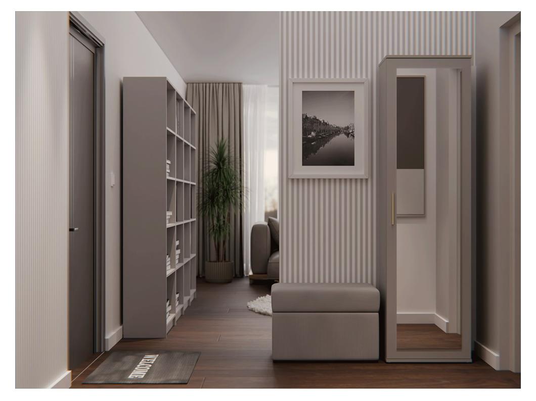 ATARA - Armario de recibidor con espejo grande - 180x50x35 cm - 2 estantes + espacio para colgar - Mueble de recibidor