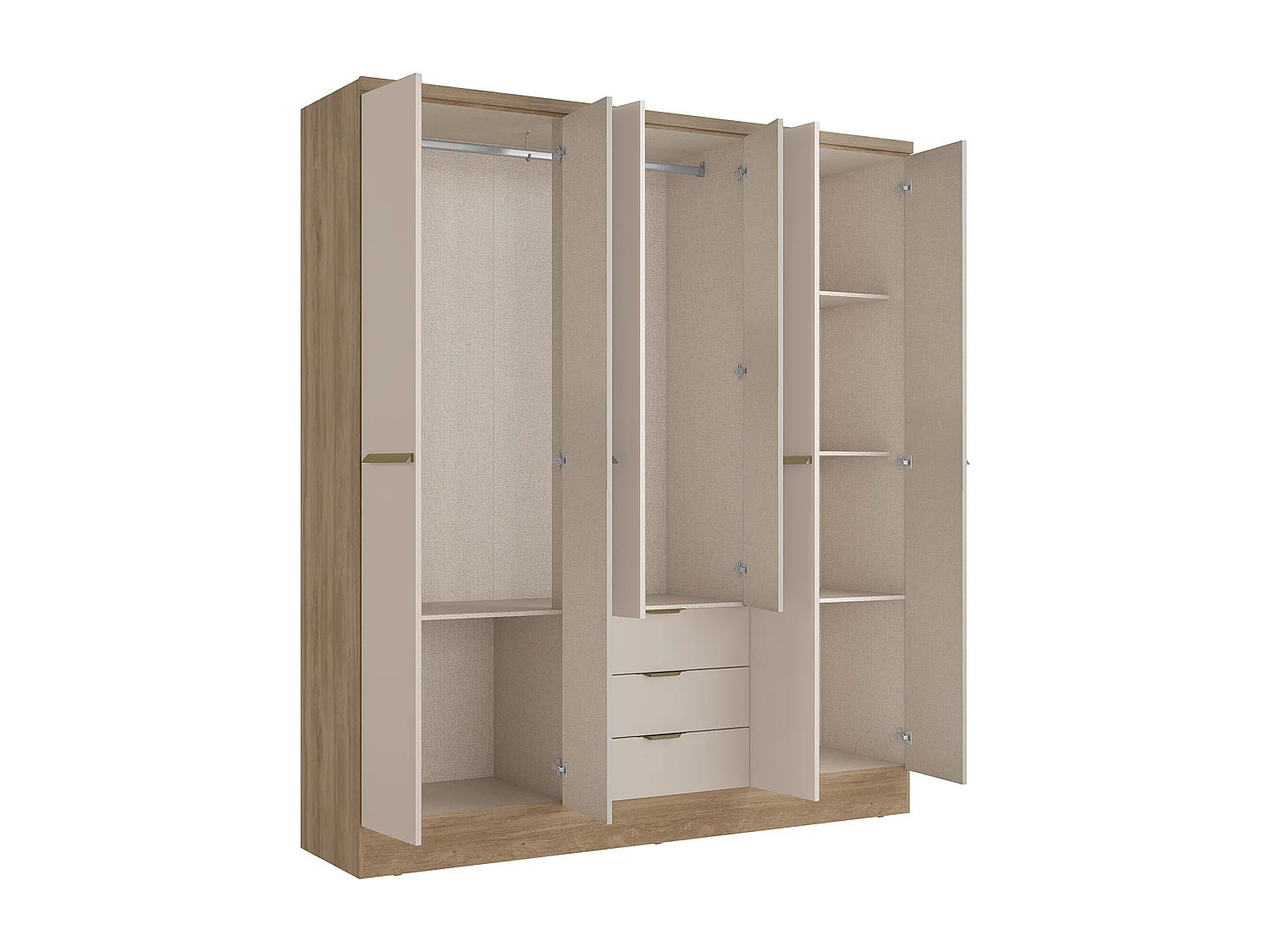 Armoire 6 portes et 3 tiroirs - L180 cm - Coloris : Beige et naturel - PEROLI