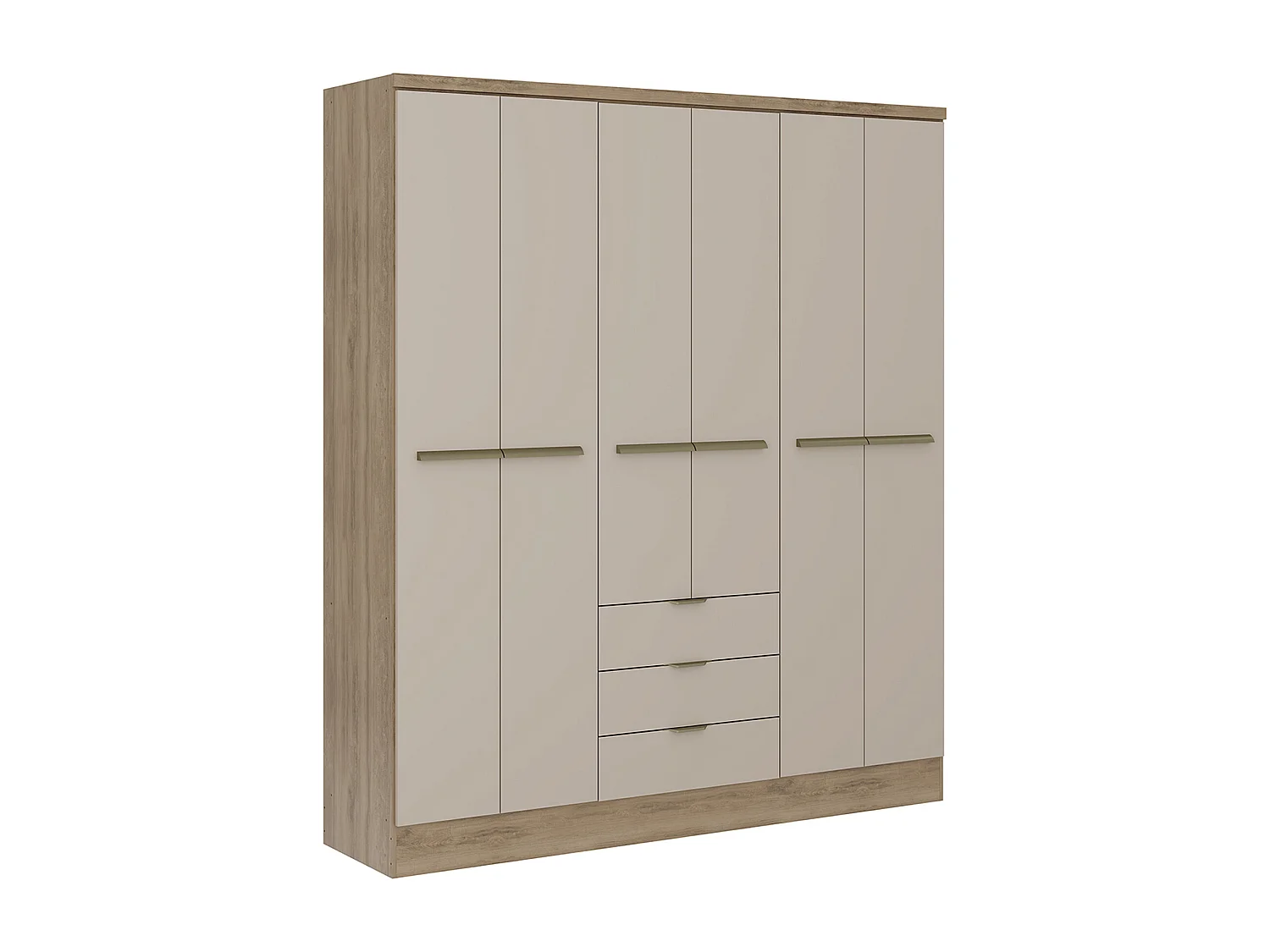 Armoire 6 portes et 3 tiroirs - L180 cm - Coloris : Beige et naturel - PEROLI