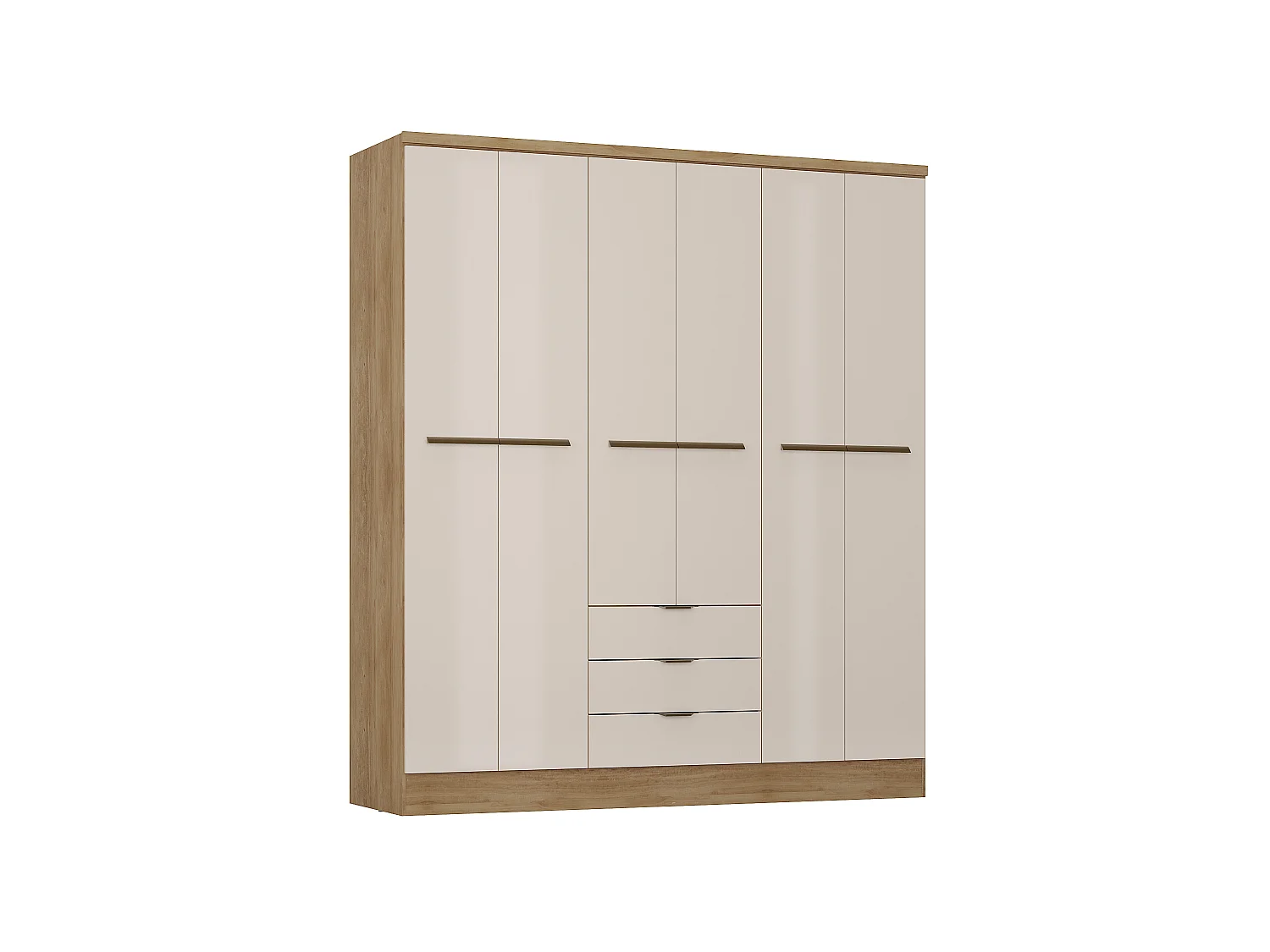 Armoire 6 portes et 3 tiroirs - L180 cm - Coloris : Beige et naturel - PEROLI