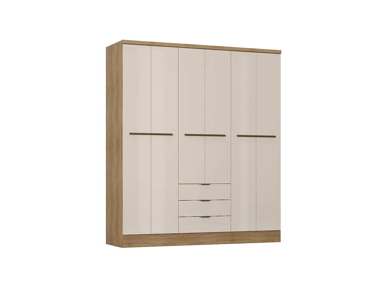 Armoire 6 portes et 3 tiroirs - L180 cm - Coloris : Beige et naturel - PEROLI