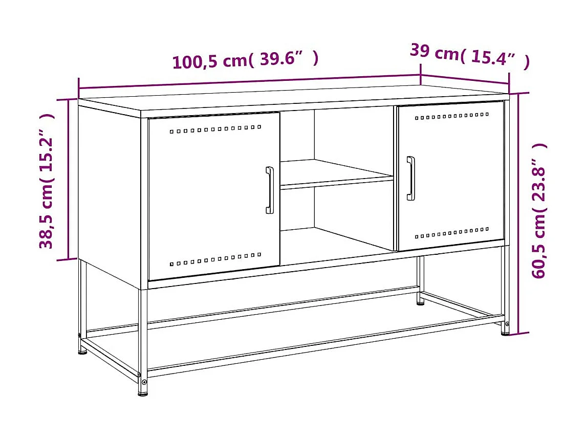 Mobile TV Giallo Senape 100,5x39x60,5 cm in Acciaio