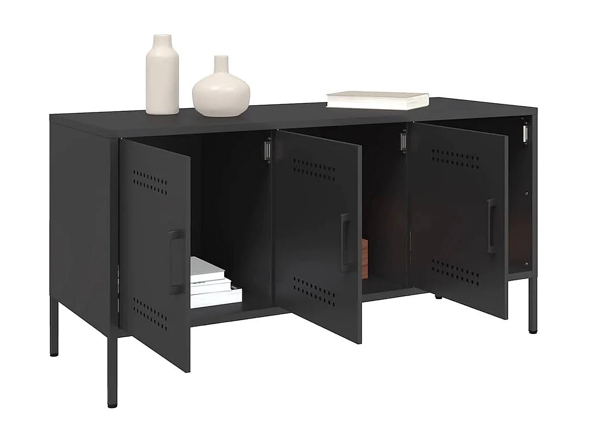 Tv-meubel 100,5x39x50,5 cm staal zwart