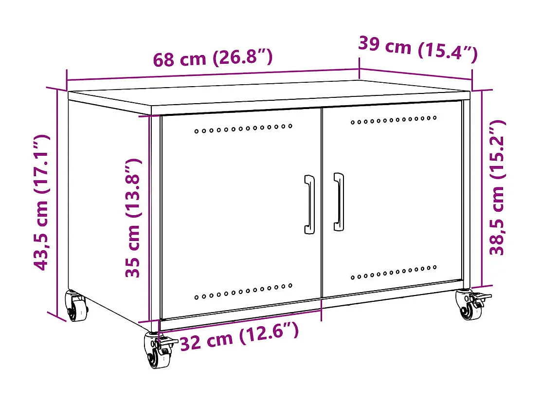 TV-Schrank Weiß 68x39x43,5 cm Kaltgewalzter Stahl