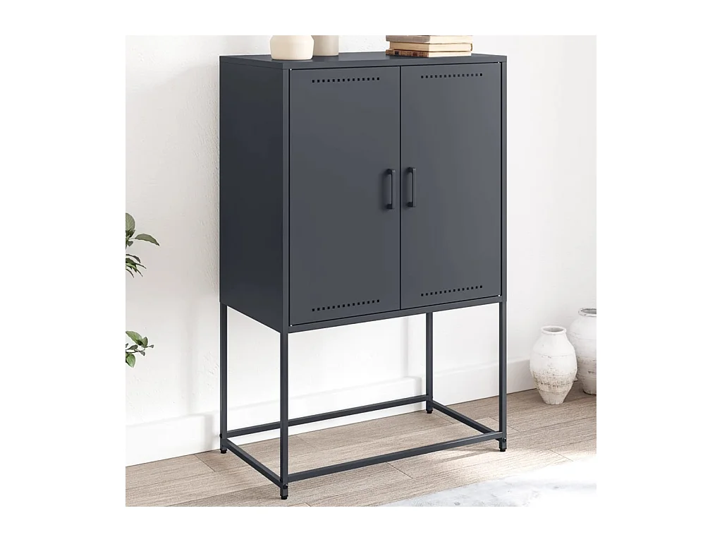 Mobile TV Nero 68x39x60,5 cm in Acciaio