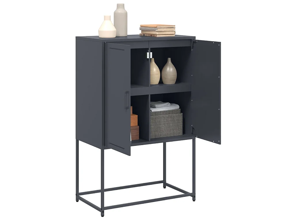 Meuble TV noir 68x39x60,5 cm acier