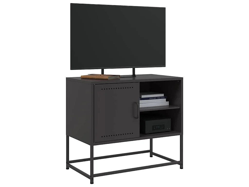 Meuble TV noir 68x39x60,5 cm acier