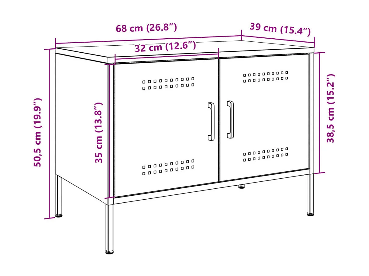 Móvel de TV 68x39x50,5 cm aço preto