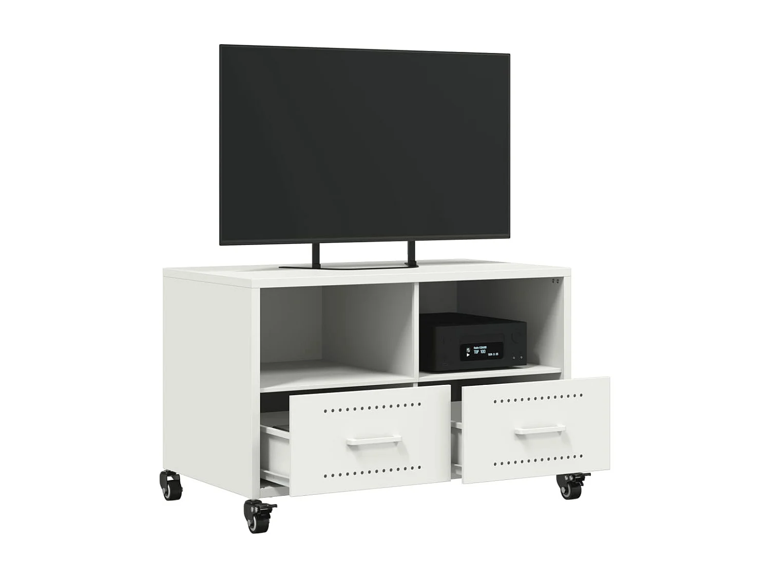 Meuble TV blanc 68x39x43,5 cm acier