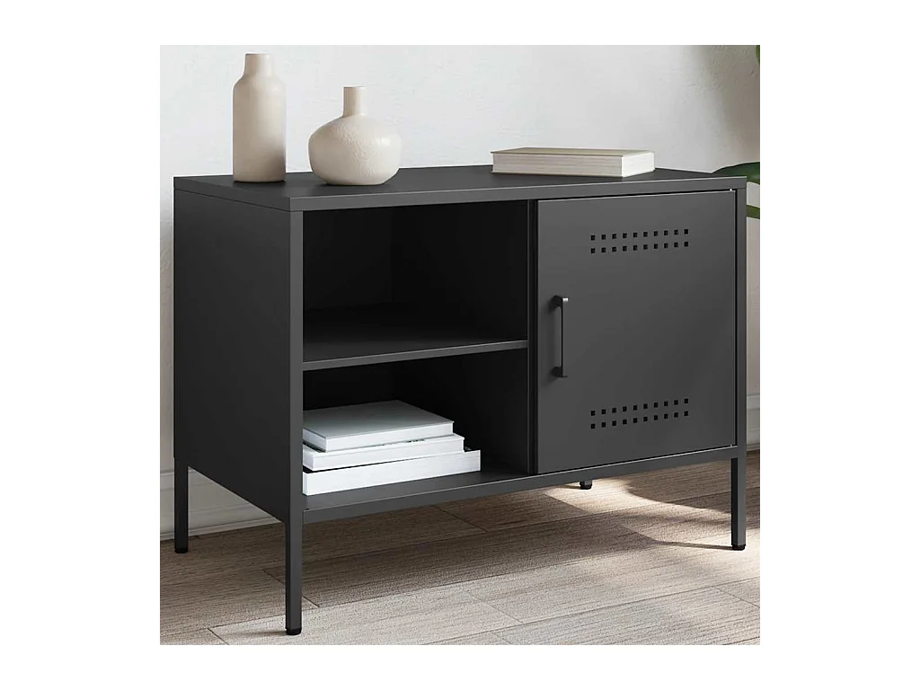 Meuble TV noir 68x39x50,5 cm acier