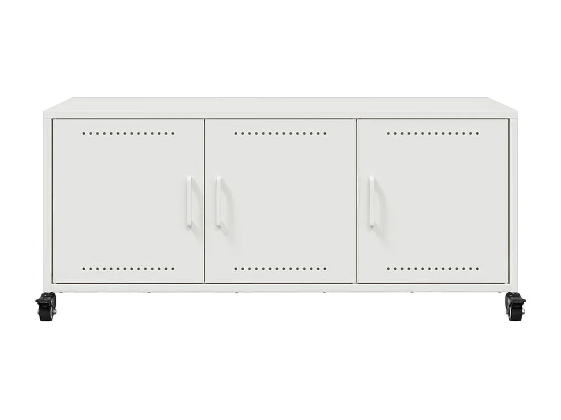 Mobile TV Bianco 100,5x39x43,5 cm in Acciaio Laminato a Freddo