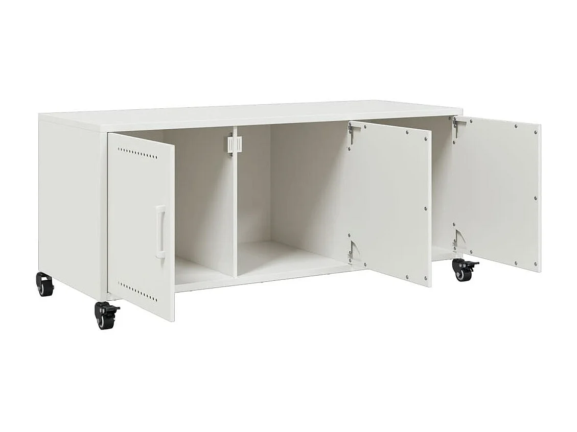 Mobile TV Bianco 100,5x39x43,5 cm in Acciaio Laminato a Freddo