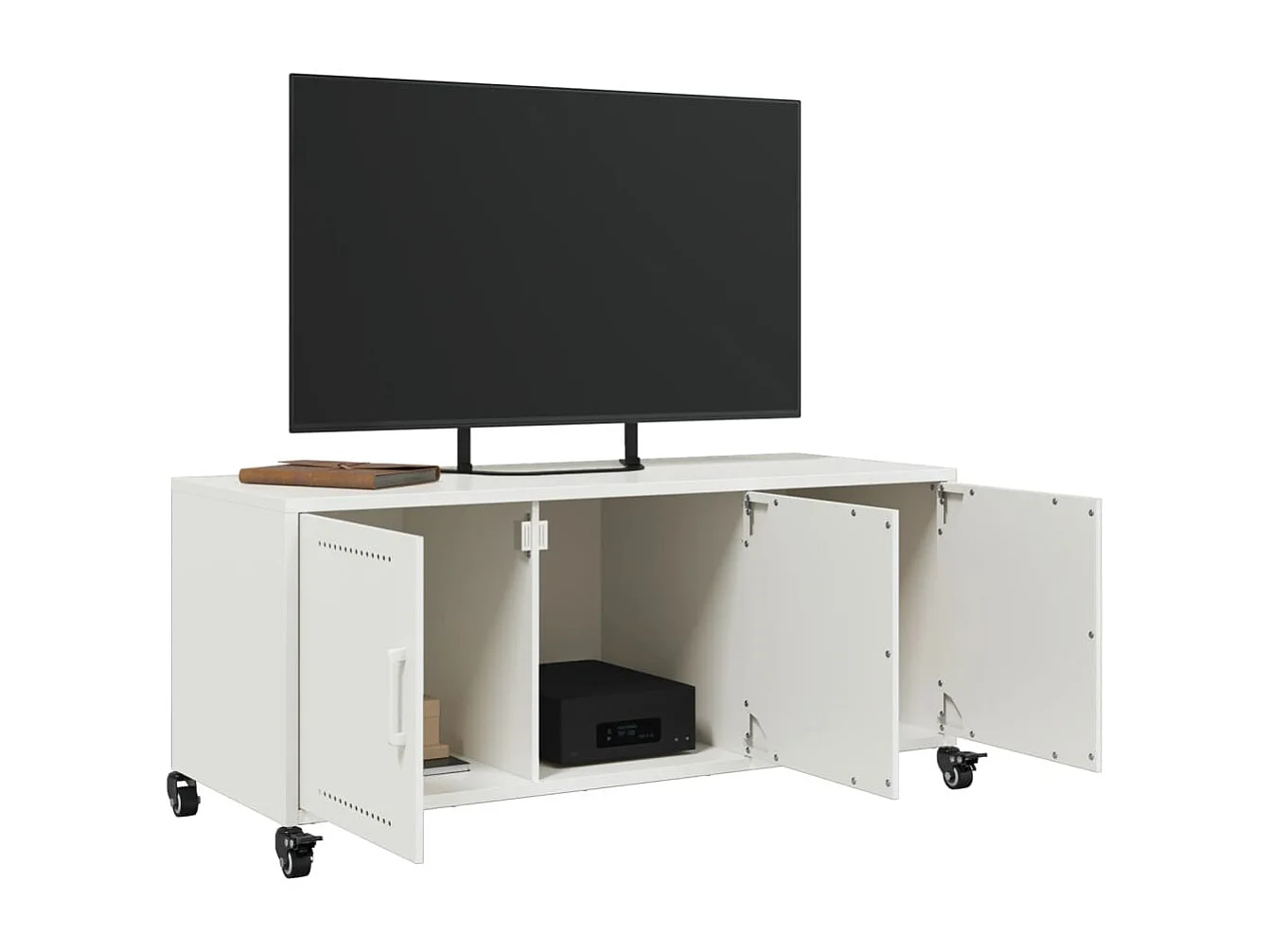 Meuble TV blanc 100,5x39x43,5 cm acier