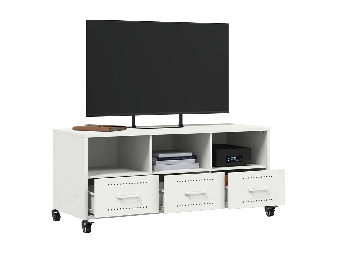 Meuble TV blanc 100,5x39x43,5 cm acier