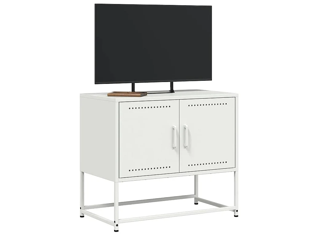 Meuble TV blanc 68,5x39x60,5 cm acier