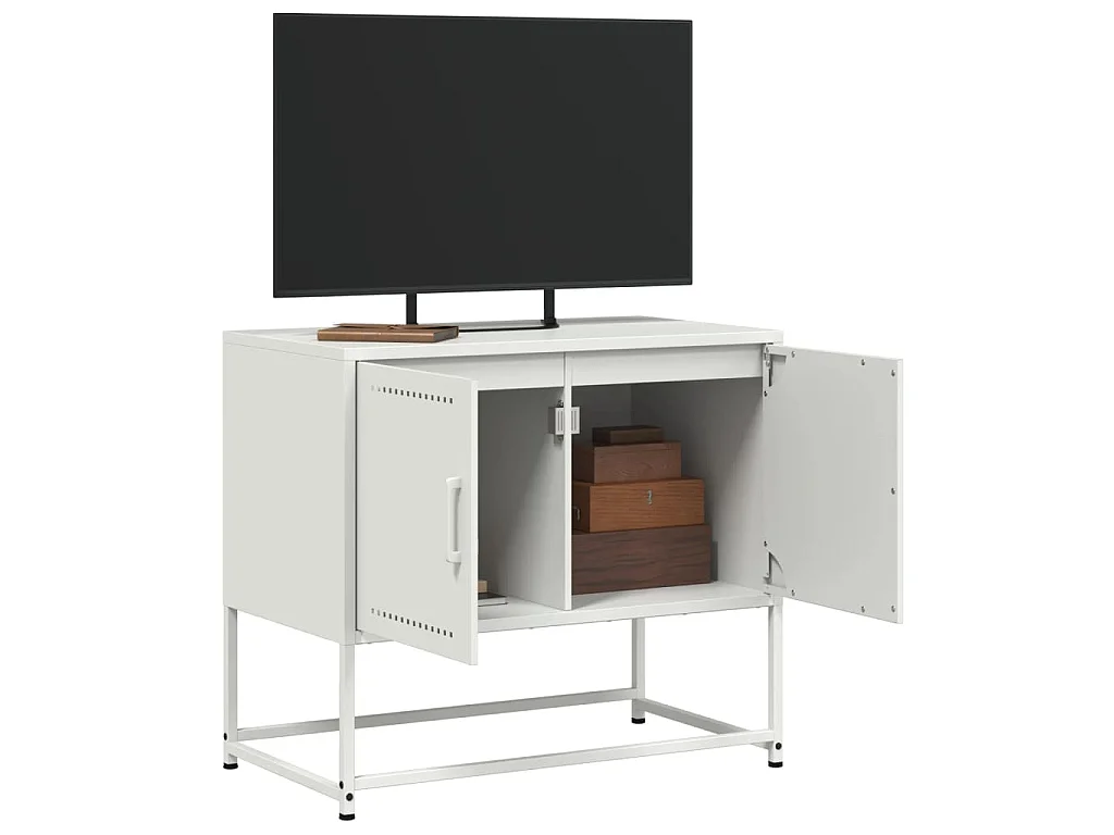 Meuble TV blanc 68,5x39x60,5 cm acier