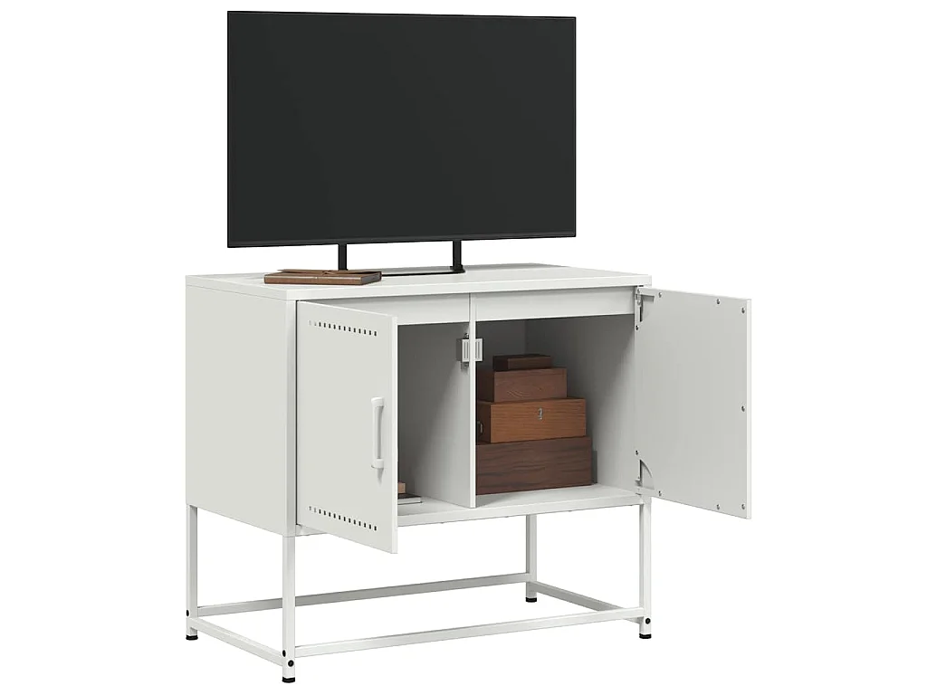 Meuble TV blanc 68,5x39x60,5 cm acier