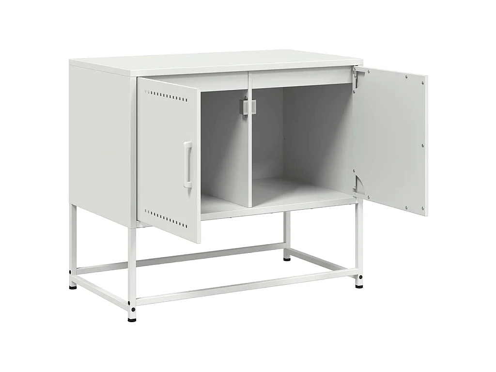 Meuble TV blanc 68,5x39x60,5 cm acier