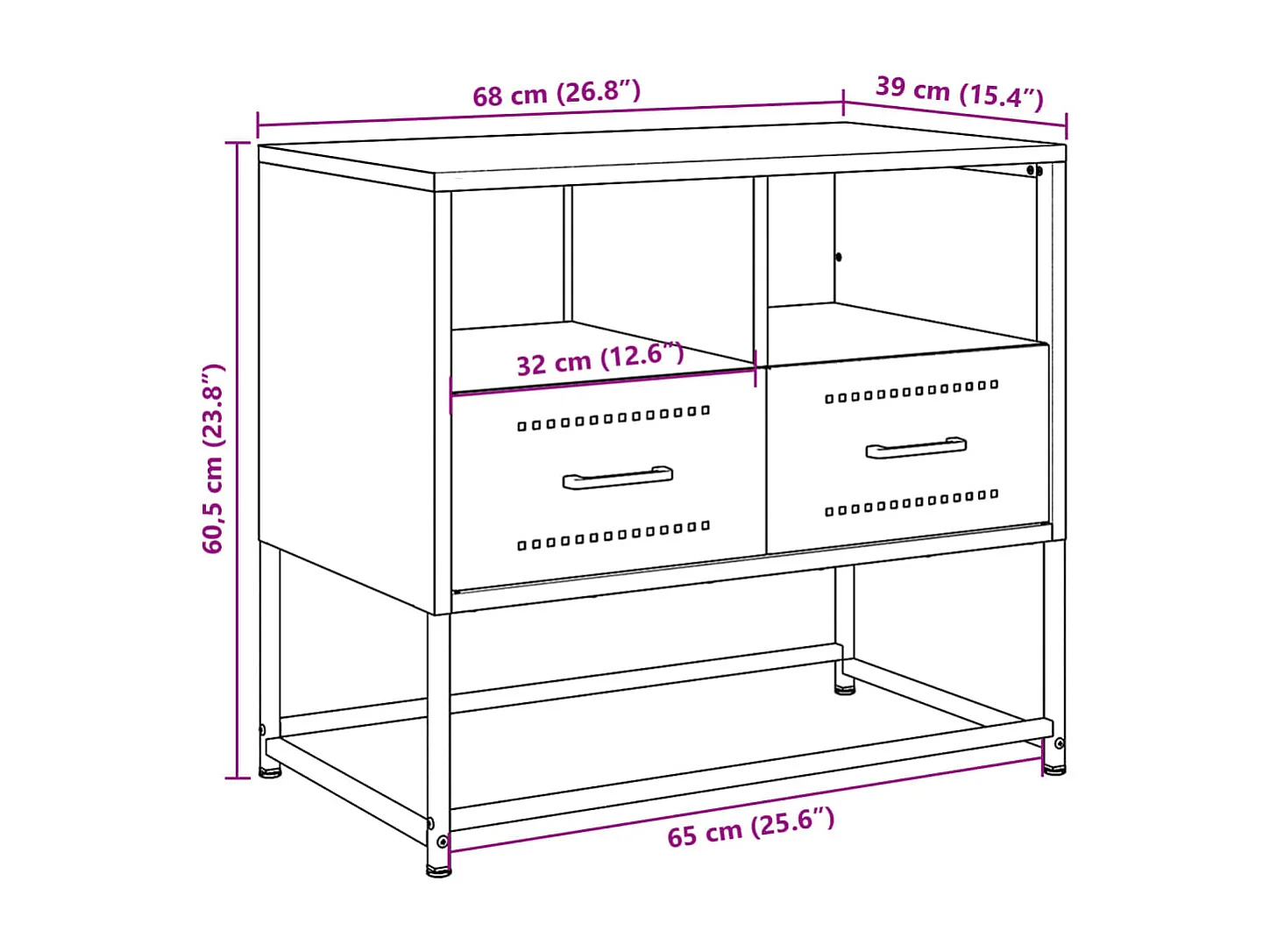 TV-Schrank Anthrazit 68x39x60,5 cm Stahl