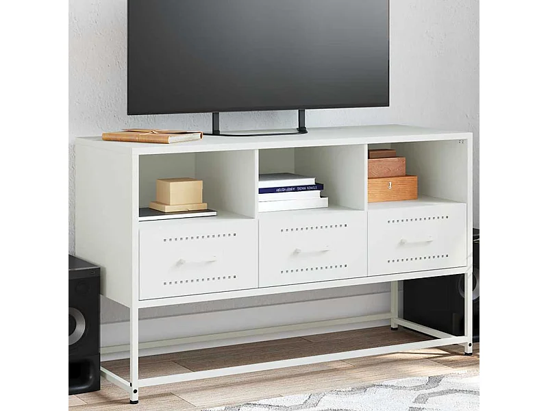 Meuble TV blanc 100,5x39x60,5 cm acier