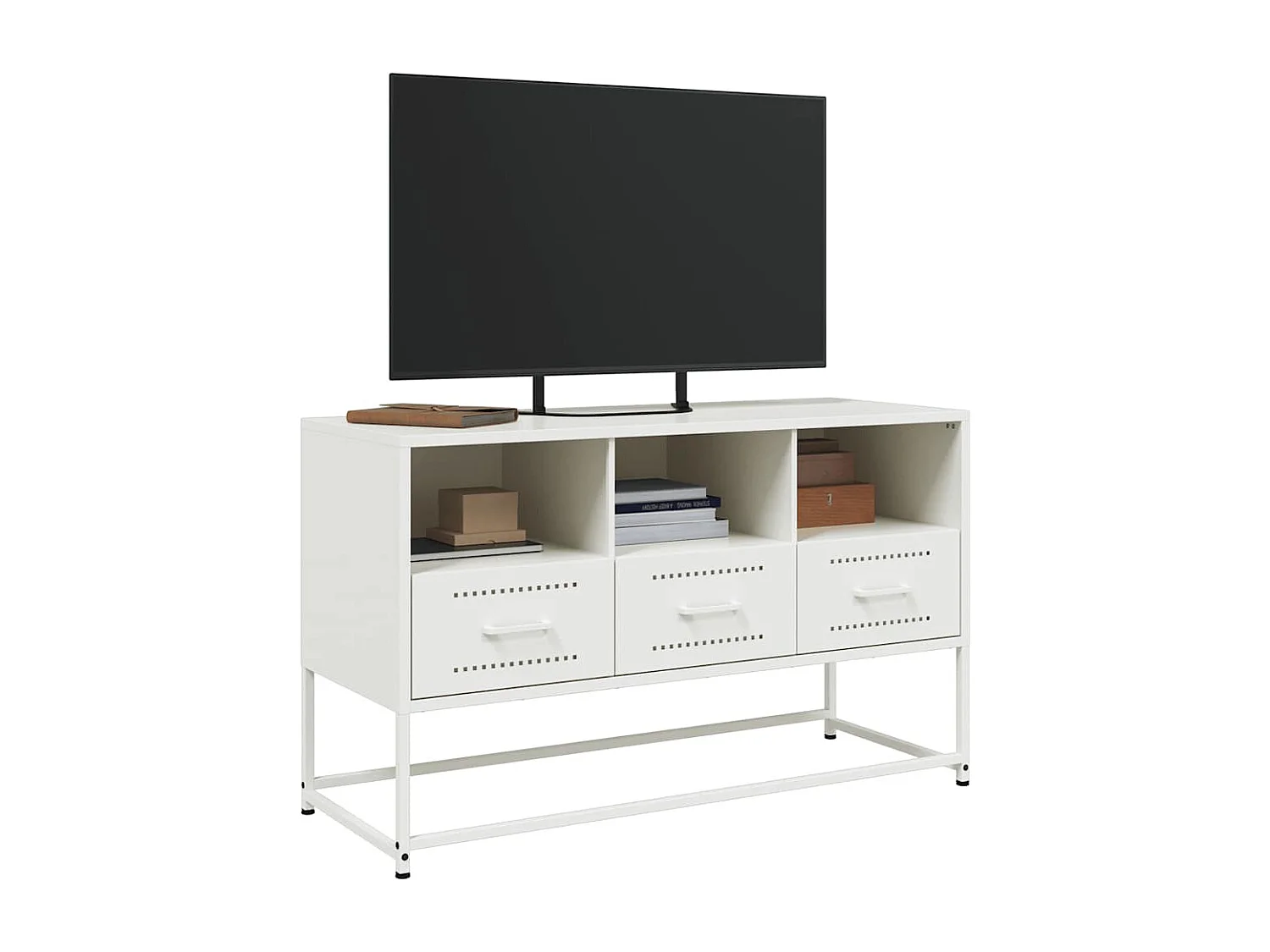 Meuble TV blanc 100,5x39x60,5 cm acier