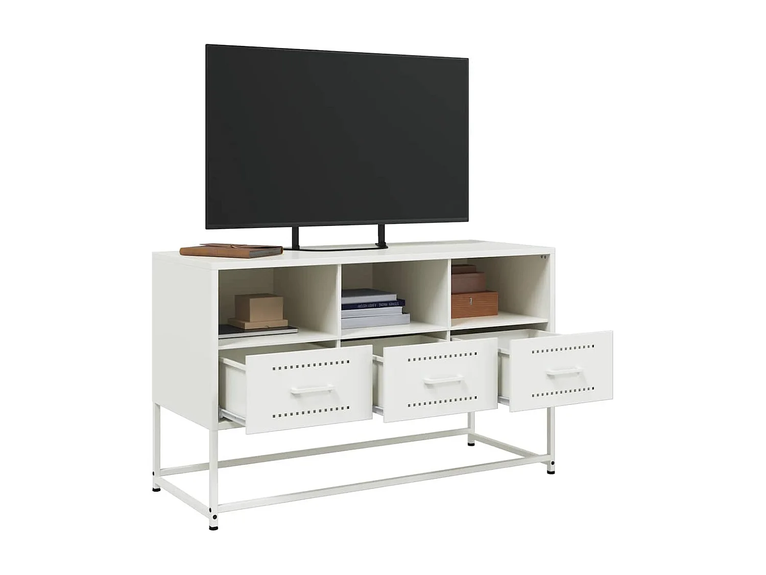 Meuble TV blanc 100,5x39x60,5 cm acier