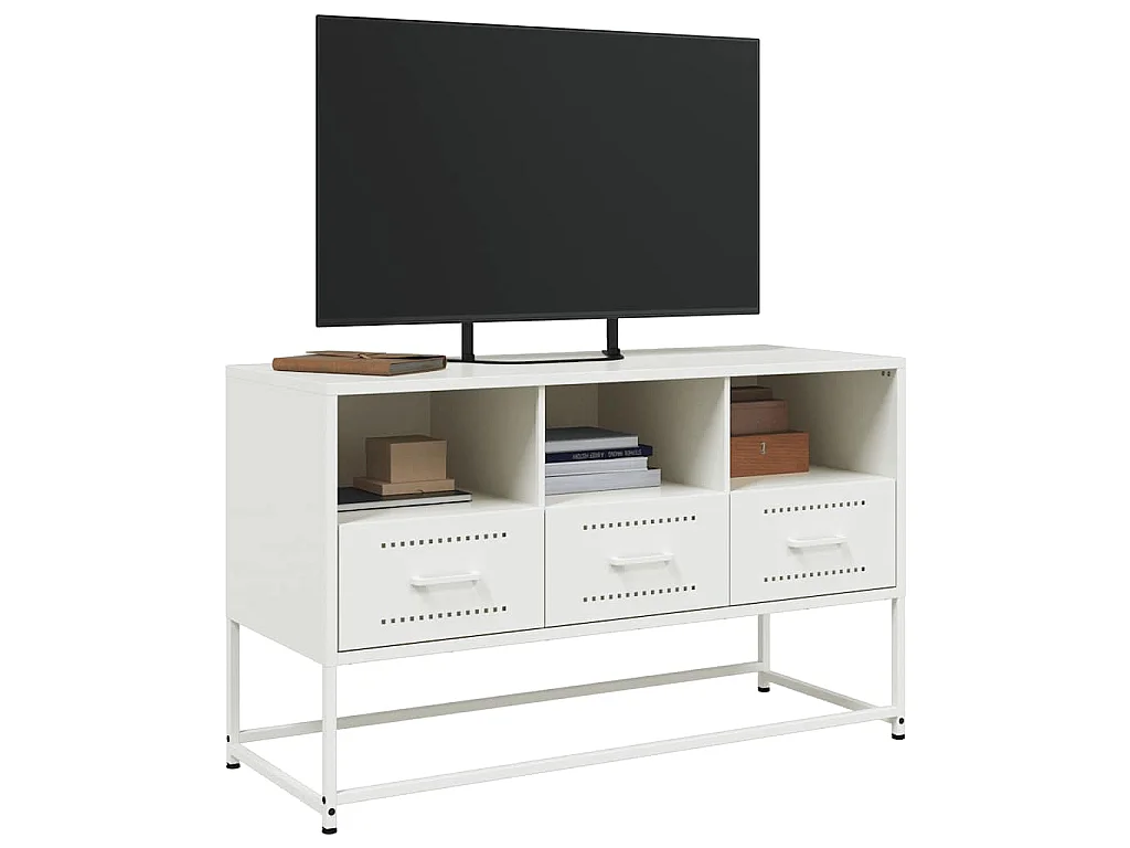 Meuble TV blanc 100,5x39x60,5 cm acier