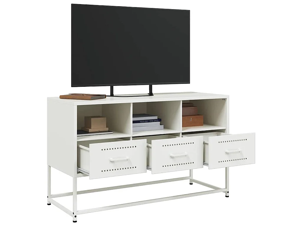 Meuble TV blanc 100,5x39x60,5 cm acier