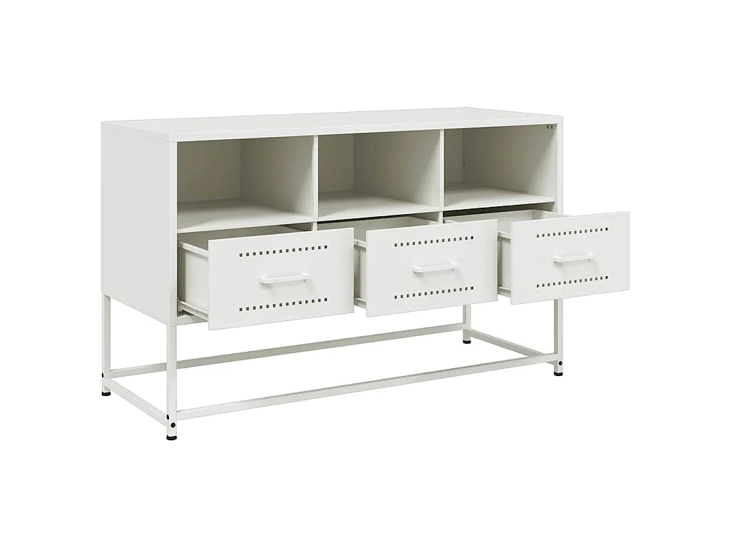 Meuble TV blanc 100,5x39x60,5 cm acier