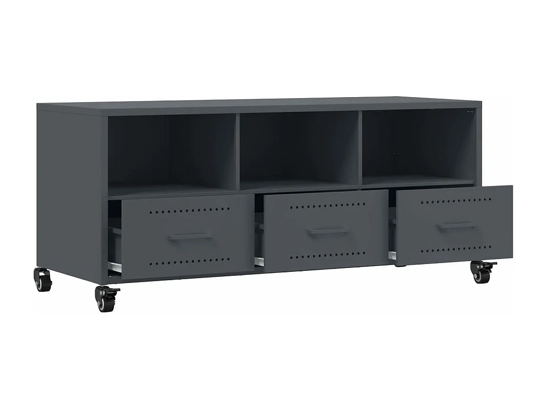 Szafka RTV antracytowa z blachy stalowej z przestronnym schowkiem i łatwa do przenoszenia