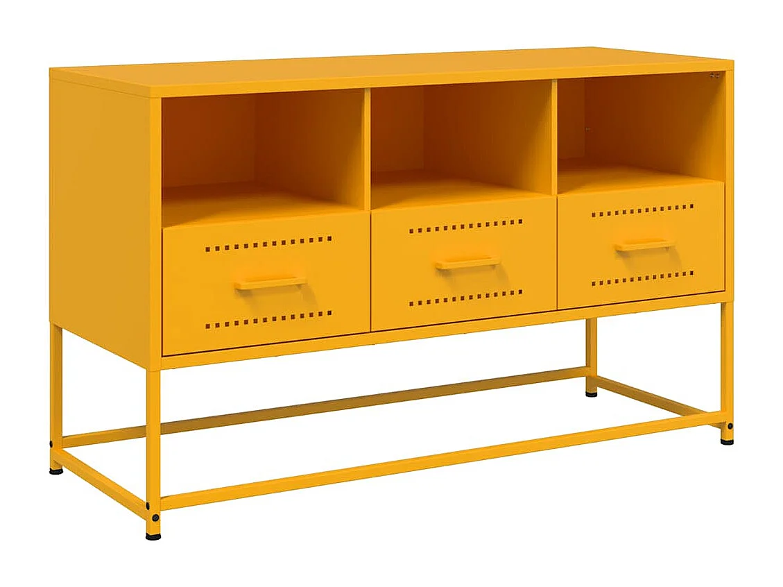 Tv-meubel 100,5x39x60,5 cm staal mosterdgeel