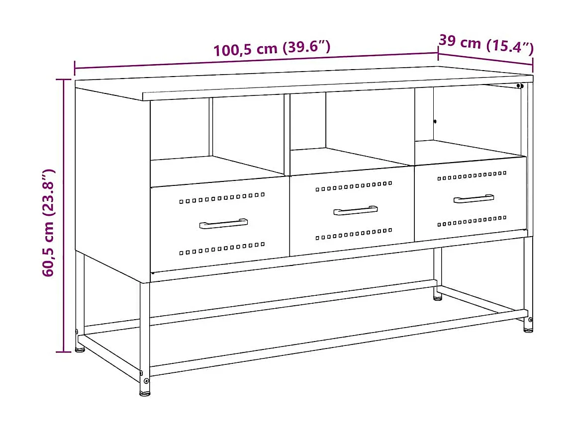 Tv-meubel 100,5x39x60,5 cm staal mosterdgeel
